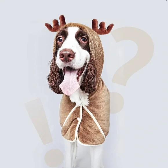 NWT in box Dog hooded robe with deer antlers Size Large - Picture 1 of 17